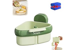 ACHUHE 2025 New Suction Cup Sink Corner Rack (Kitchen Sink Strainer Basket) (Automatic Dumping) (Space-Saving Corner Design) (Simple Kitchen Organization Rack) Corner Sink Catcher for Food Waste (Green)