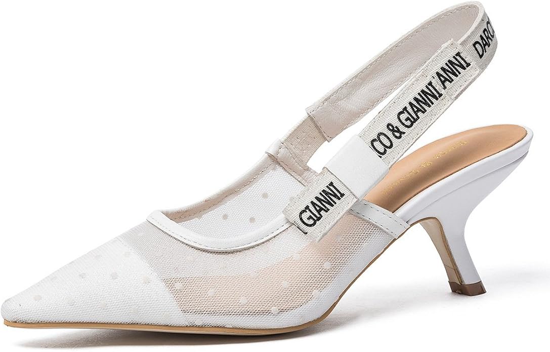 mesh slingback heels