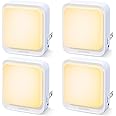 AUVON Plug in LED Night Light with Larger Bright Surface, Premium Warm Dimmable Night Light with Auto Dusk to Dawn Sensor, Energy Efficient for Hallway, Stairway, Bathroom, Bedroom, Kitchen, 4 Pack