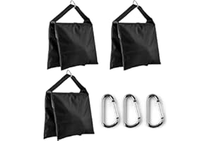 X-SWEETDREAM Sand Bag Photography Studio Video Heavy Duty Sandbag Saddlebag for Photo Studio Light Stand Boom Arm Camera Tripod with Carabiner,3 Pack (Black)
