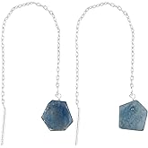 Shivangi Gems Natural Raw Gemstones Threader Earrings, Handmade Dangling Earrings for Women, Silver Plated Earrings, Rough Stones Healing Crystals, Women Jewelry, Gift For Her