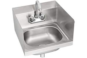 VEXALIFY Stainless Steel Sink, 16x10 Inch Wall-Mountable and Embeddable Commercial Sink, With Gooseneck Tap and High-Back Splash Guard, NSF Certified for Restaurant, Kitchen, Bar, Garage and Home