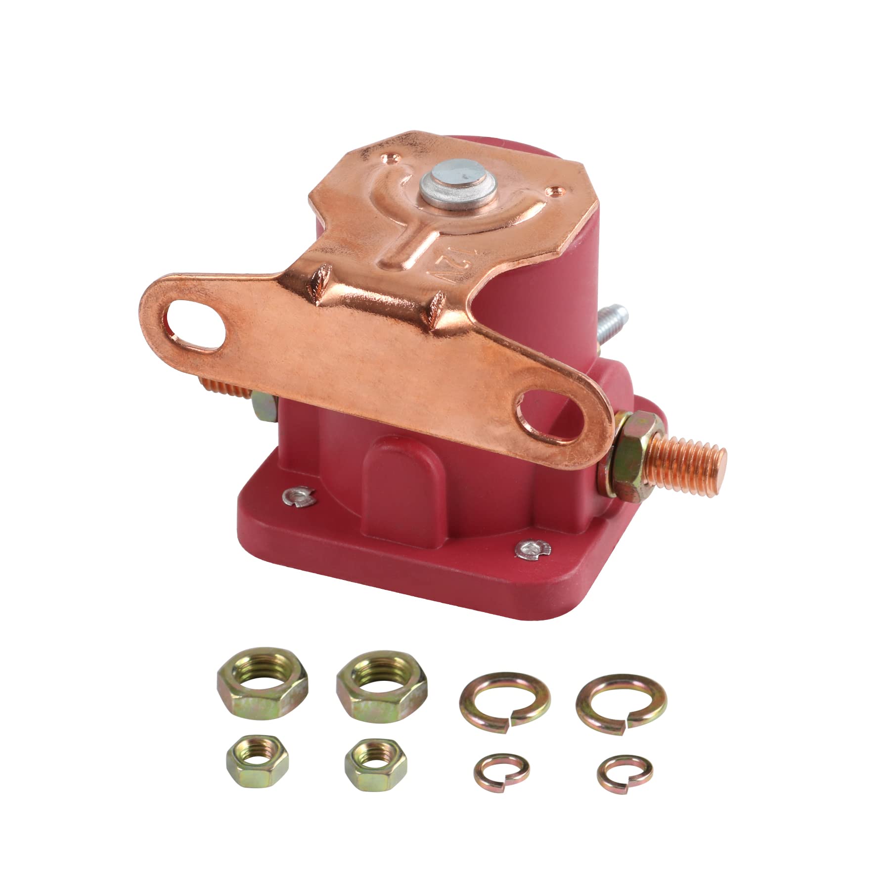 Photo 1 of JDMSPEED New Red Solenoid Relay 12V Heavy Duty Replacement for Ford Starter Car Truck Replaces SW3, SNL135, B-6A-11450A, D2AF11450AA, 50-430, C6AF, C7AF, C3912, C9AF Hot Rod Starter Relay Solenoid