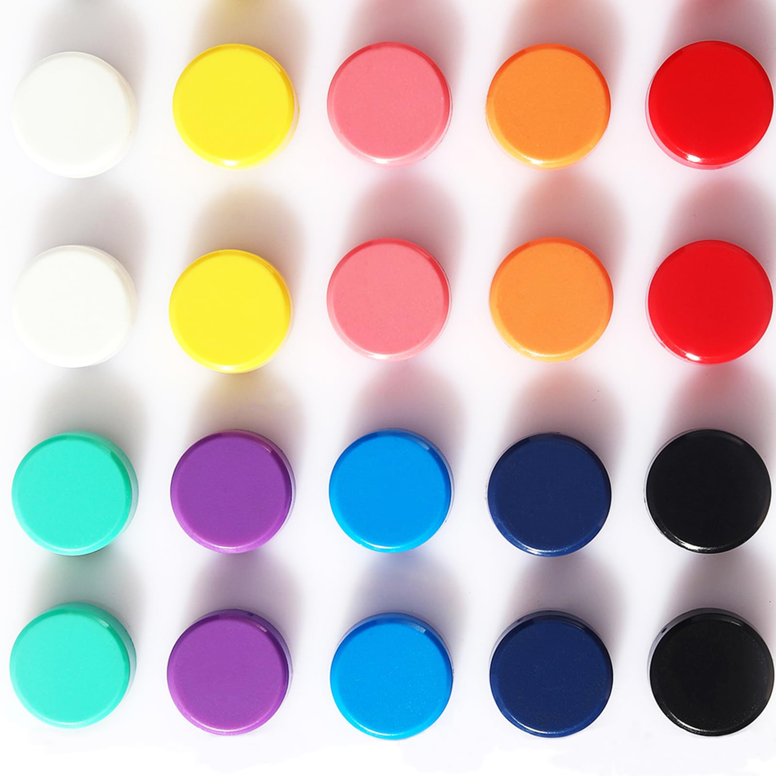 PYJLBX 20 Pack Fridge Magnets - 10 Colours Heavy Duty Magnets, Round Mini Magnets for Whiteboard, Refrigerator, Notice Board & Crafts - Multi-Purpose Strong Small Magnet for Adults, Home & Office