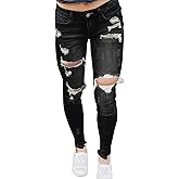 Women's Jeans Butt Lift Comfy Stretchy Ripped Skinny Mid Waist Destroyed Denim Pants (Pack of 2)