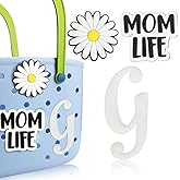 CONLI 3 PCS Letter Charms Compatible with Bogg Bag, Insert Letter Decorative Accessories for Rubber Beach Tote Bag, Floral Accessories Charm Compatible with Beach Handbag