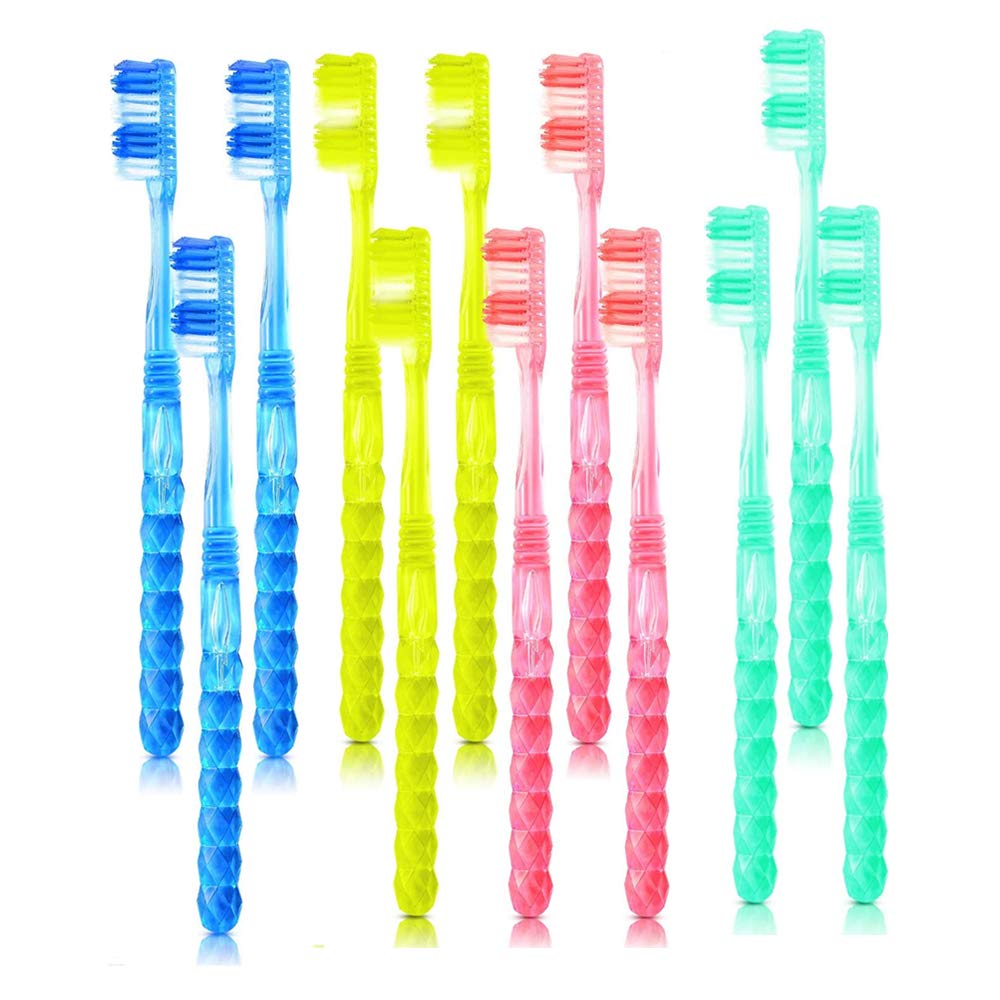 HOLXINES 12Pcs Adult Crystal Toothbrush Firm Bristle Hard For Home And Travel Cleaning Tooth Stain And Smoke Toothbrush (Random Color)