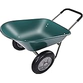 Elevon Dual-Wheel Home Garden Yard Utility Wheelbarrow Cart with Built-in Stand