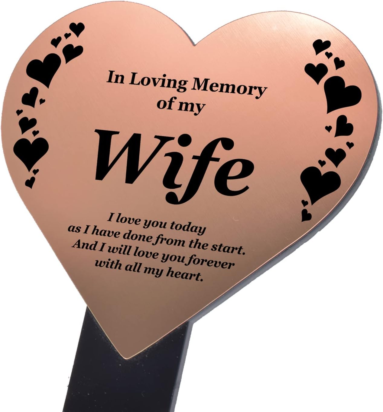 Plaques & Wall Art - OriginDesigned Wife Memorial Remembrance Plaque Stake, Heart Shape - Gold/Silver/Copper, Waterproof, Outdoor, Grave Marker, Tribute, Plant Marker (Copper)