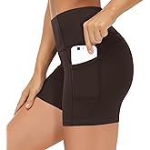 THE GYM PEOPLE High Waist Yoga Shorts for Women's Tummy Control Fitness Athletic Workout Running Shorts with Deep Pockets