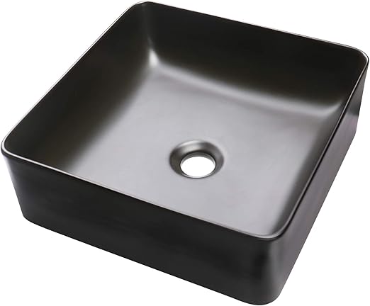 Enbol Ea1515 Black Ceramic Porcelain Square Bathroom Vessel Sink