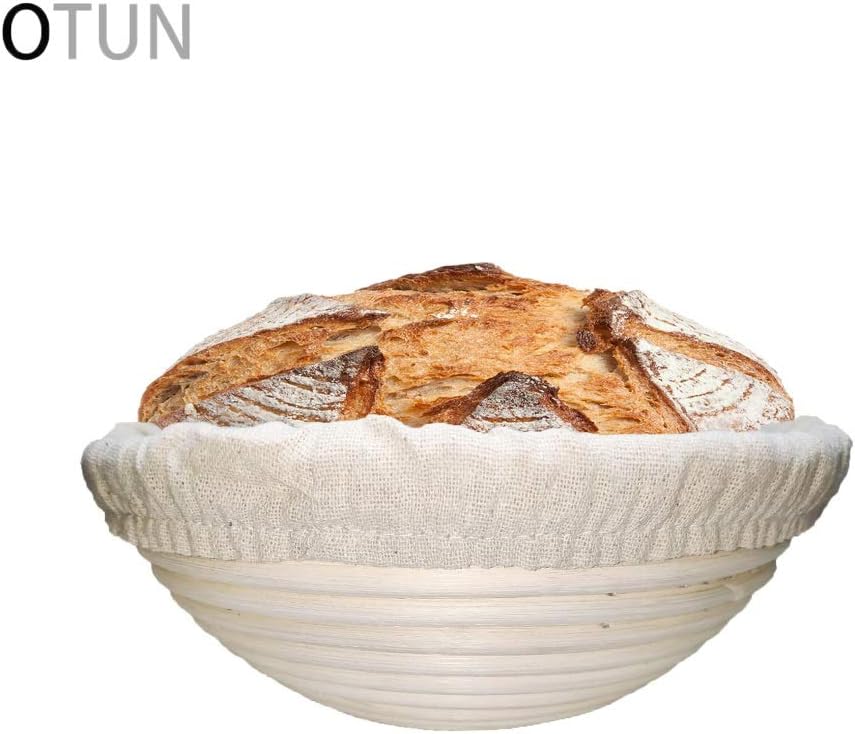 Otun Proofing Basket Round Banneton Brotform for Bread and Dough [FREE BRUSH] Proofing Rising Rattan Bowl(600g Dough)-Round 20X8CM