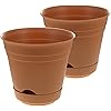 2 Self-Watering Planters Indoor/Outdoor 7&rdquo; Plastic Patio Garden Flower Herb Pots