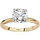 Palm Beach Jewelry Yellow Gold-Plated Round 2.00 Carat Cubic Zirconia Solitaire Engagement Ring