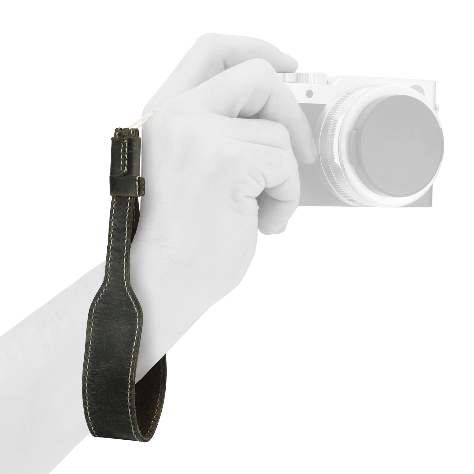 MegaGear Leder Camera Wrist Strap for DSLR & SLR Cameras - Secure Grip, Adjustable, Compatible with Canon, Nikon, Sony, Olympus, and more