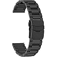 Juntan 18mm 20mm 22mm 24mm Classic Stainless Steel Watch Band Silver Black Brushed Metal Watch Strap for Women Men Watch Replacement Band Double Buckle