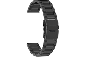 Juntan 18mm 20mm 22mm 24mm Classic Stainless Steel Watch Band Silver Black Brushed Metal Watch Strap for Women Men Watch Replacement Band Double Buckle
