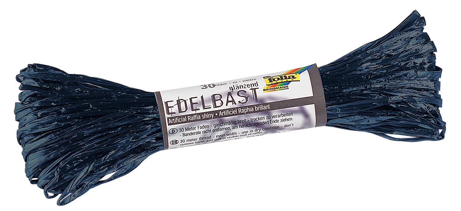 folia Raffia 9236 Raffia 1 Bundle of 30 m Ultramarine Shiny Synthetic Fibre String Ideal for Crafts, Decoration or for Flower Arrangements, Bouquets and Other Floral Work