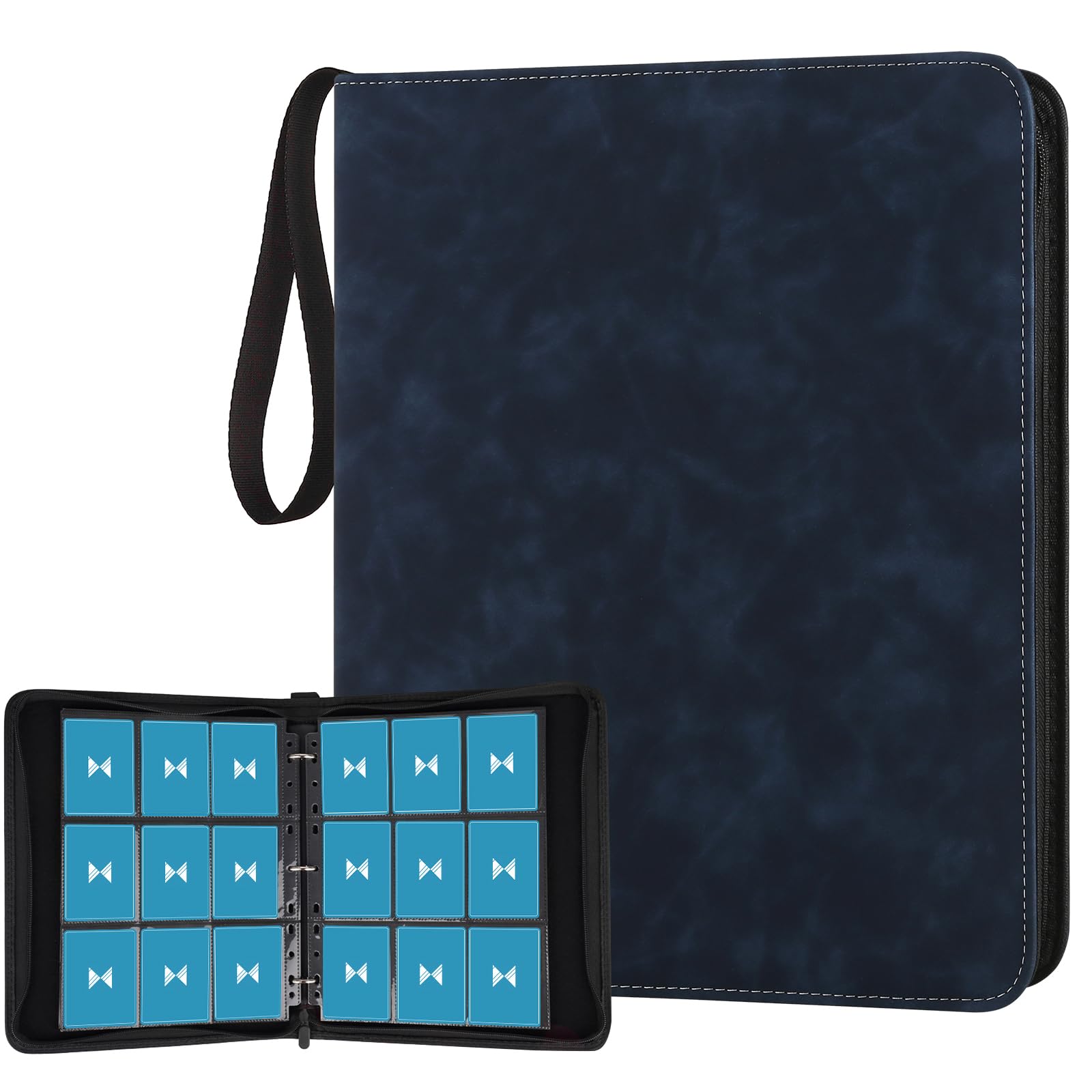 Photo 1 of GERMUN 720 Card Binder, Premium Trading Card Binder, 9 Pocket Double Sided Pocket PU Card Collection Binder, Collector Card Album, Card Folder for MTG, TCG, Sports Cards, Game Cards (Dark Blue)