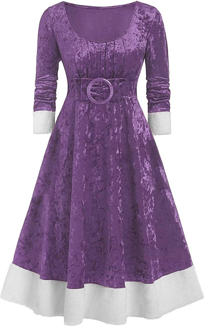 long sleeve velvet swing dress