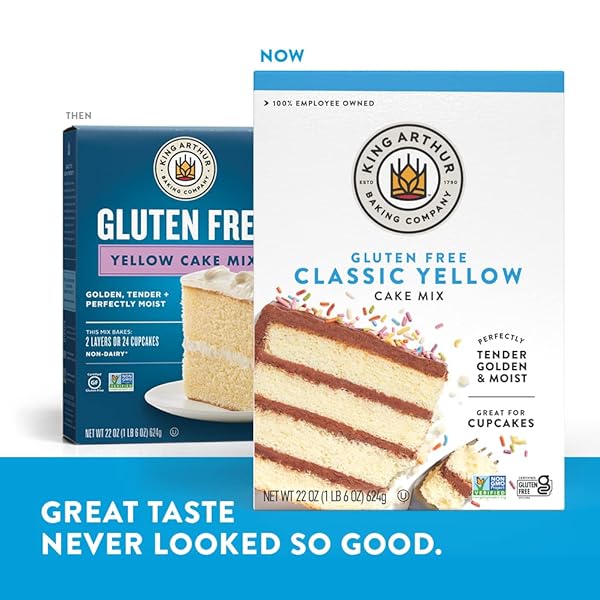 KING ARTHUR, GLUTEN-FREE YELLOW CAKE MIX, GLUTEN-FREE, NON-GMO PROJECT VERIFIED, CERTIFIED KOSHER, NON-DAIRY, 22 OUNCES