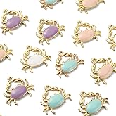 Ornazy 40 pcs 4 Colors Enamel Summer Charms Colorful Sea Food Ocean Animal Charms Mini Marine Life Crab Charms for Jewelry Making Earrings Necklace Bracelet