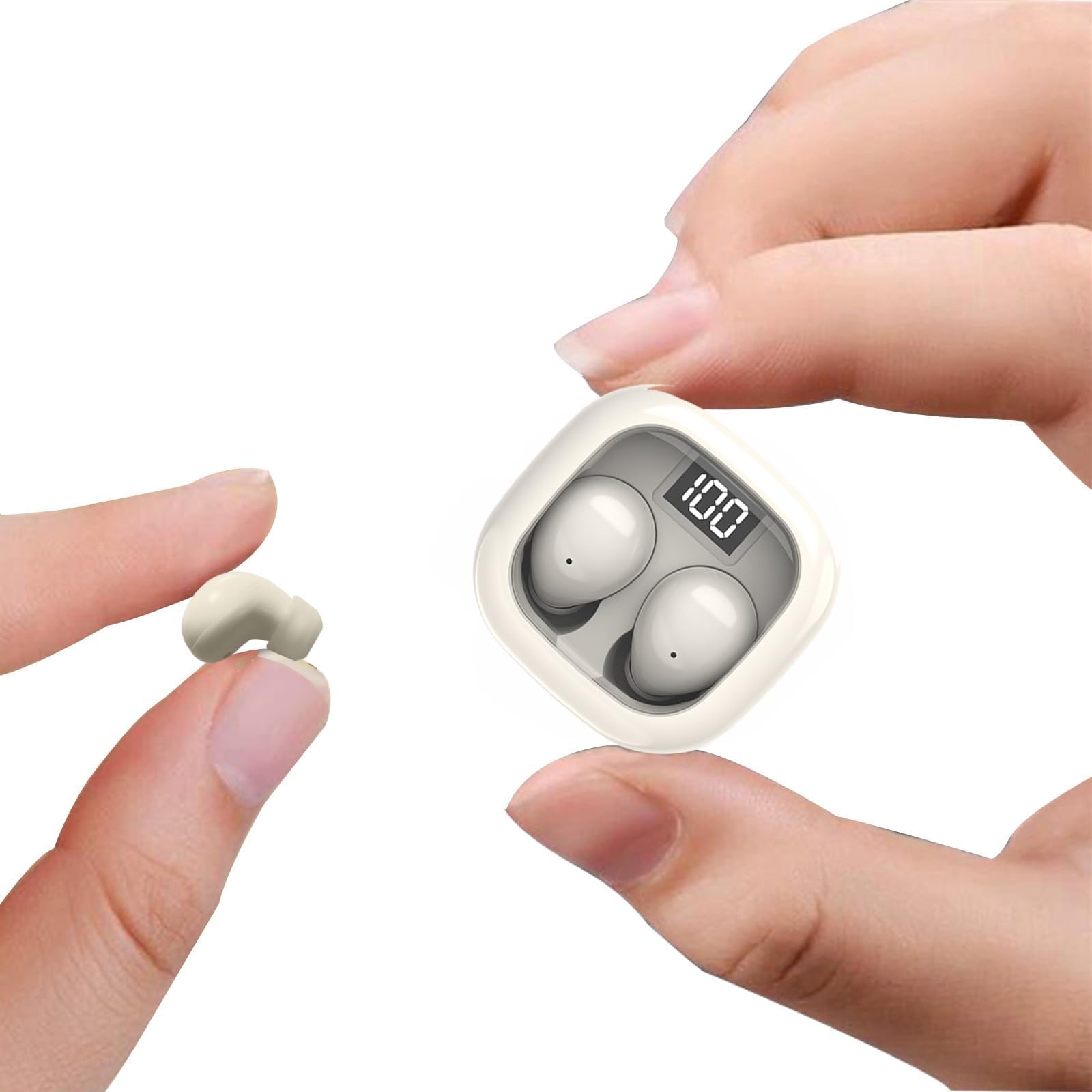 Invisible Earphones Mini Small Earbuds Kids Wireless Sleep Ear Buds Bluetooth In Ear Earphones Soft Headphones Noise Cancelling for Sleeping Spy Earpiece for Small Ears Work Gaming for iPhone Android