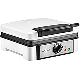 AICOOK Waffle Maker Iron, 1200W Non-Stick Easy to Clean Belgian Waffle Machine with Browning Control, Mess-Free Moat, Indicat