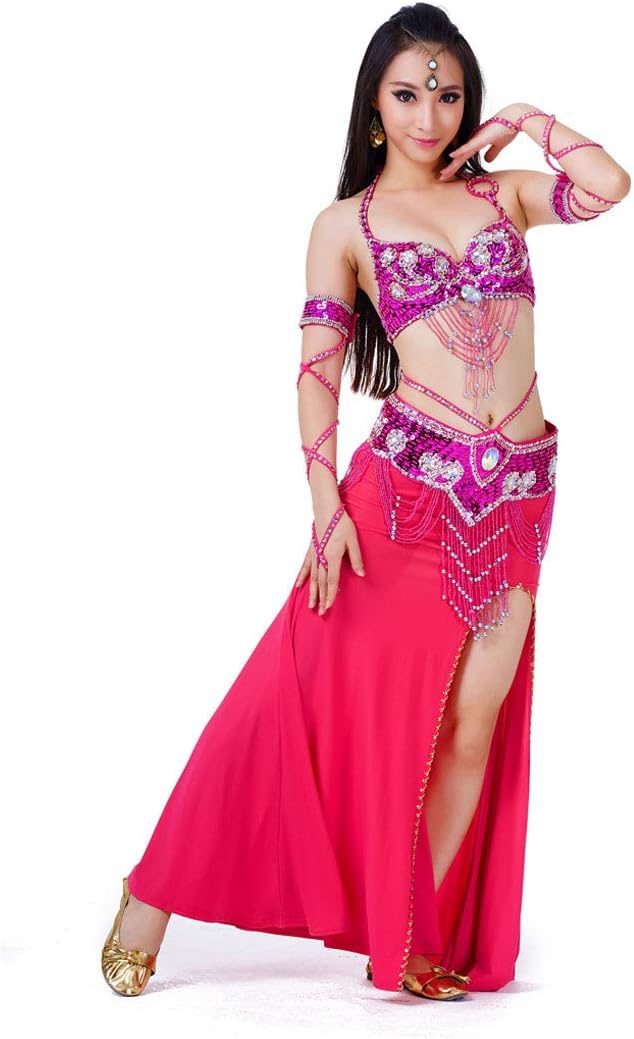 Calcifer Belly Dance Costume Set For Adults Women Girls-Bra,Belt,Skirt,2 Sleeves(Head Chain,Shoes are not included)