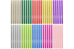 EWPARTS Color Hot Glue Sticks for Hot Glue Gun 50PCS Colored Hot Glue Gun Sticks 10 Colors Colorful Hot Glue Sticks (7mm/10colors，Glitter 50PCS)