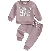 SAYOO Aunties Bestie Baby Clothes Gender Neutral Baby Boy Girl Long Sleeve Sweatshirt Pullover Pant Fall Solid Color Outfit