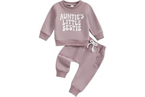 SAYOO Aunties Bestie Baby Clothes Gender Neutral Baby Boy Girl Long Sleeve Sweatshirt Pullover Pant Fall Solid Color Outfit