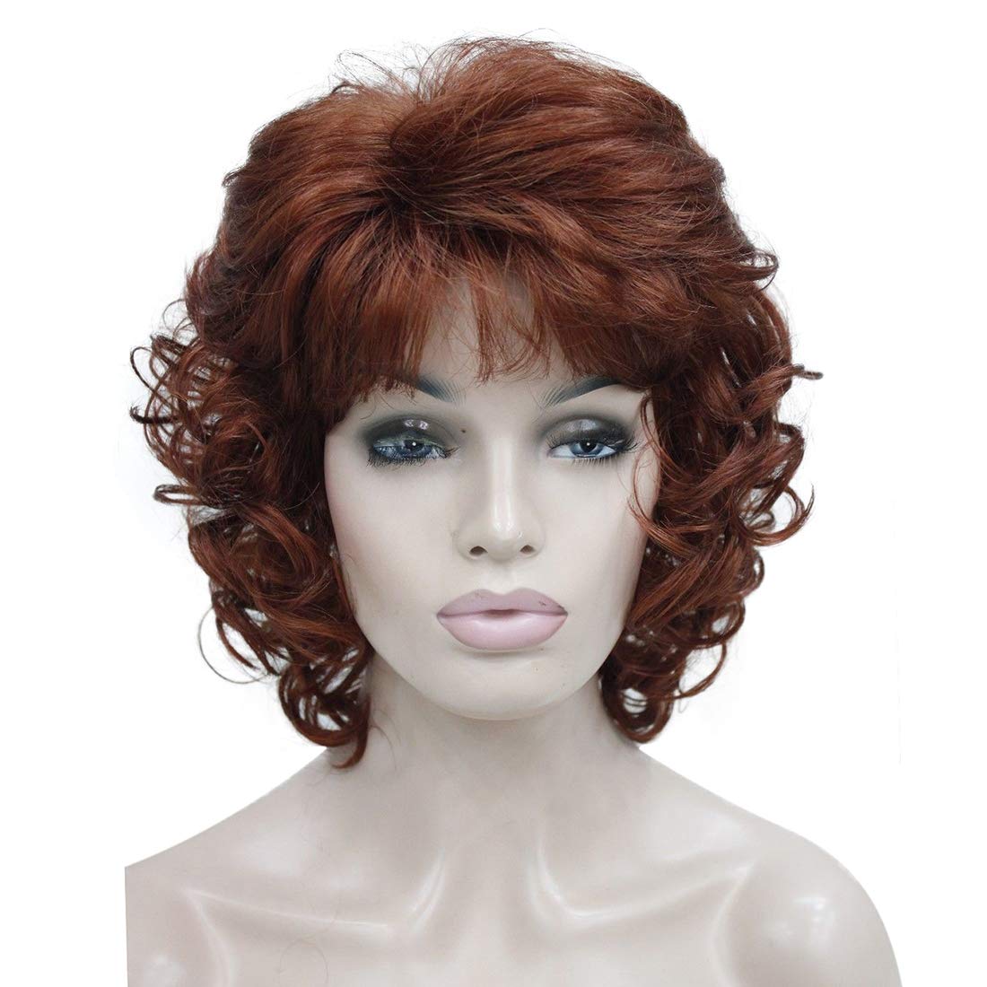 Lydell 12" Short Curly Wigs Soft Shaggy Layered Classic Cap Full Synthetic Wigs (130 Copper Red) — image 1