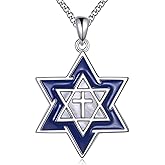 LUHE Cross Necklace for Men Sterling Silver Cross Pendant Necklace Religious Jewelry Christian Gifts