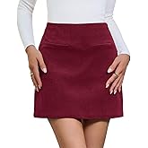 Yousify Womens Corduroy Mini Skirt Casual High Waisted Bodycon A-Line Short Pencil Skirts