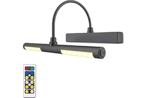 LUXSWAY Wireless Picture Light Battery Operated, Remote Control Painting Light with Rotatable Head, Dimmable and Timer Off, Wall Art Lights for Pictures Painting Artworking Display-Black