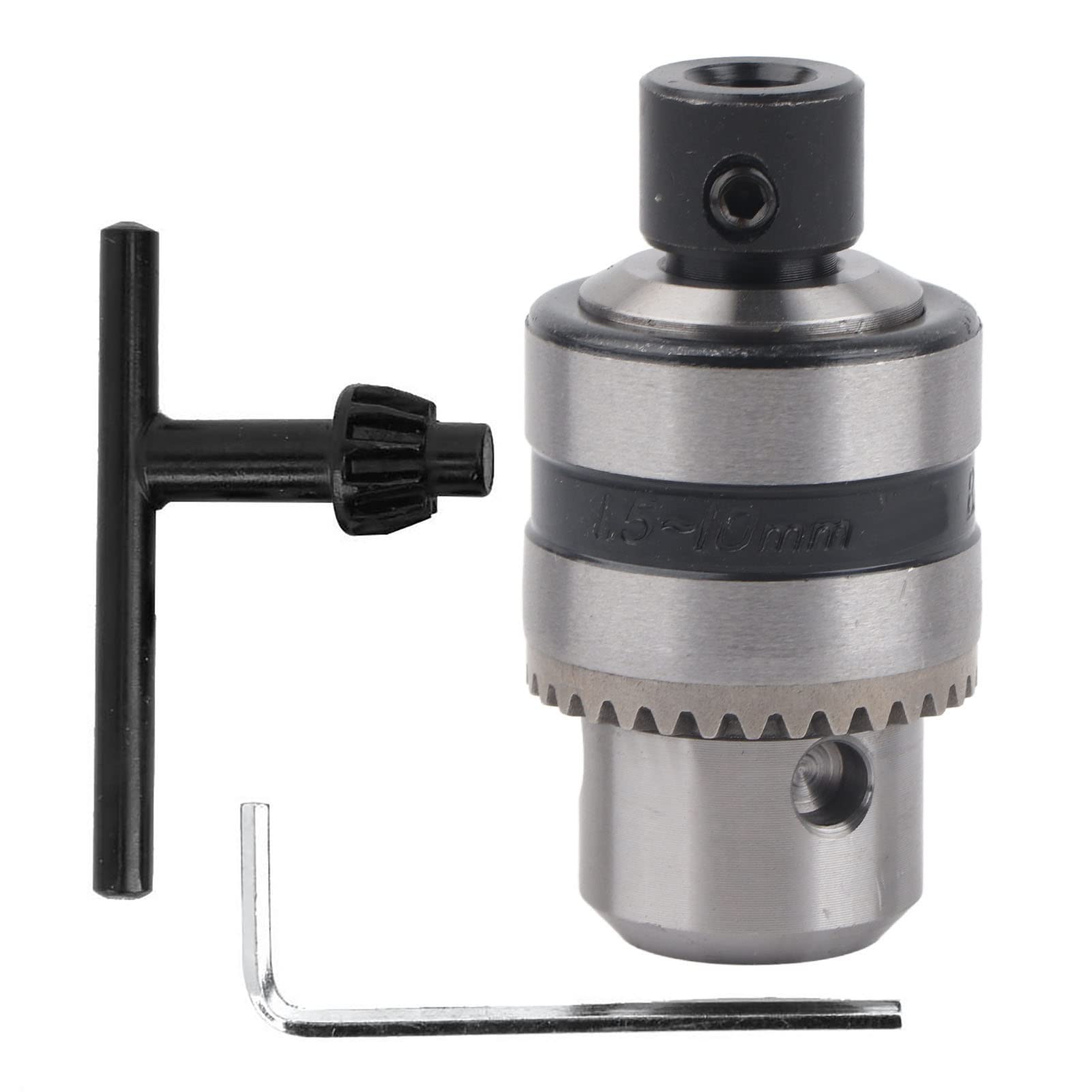 Three Jaw Clip Key Type Drill Chuck, 8mm / 0.3in Drill Chuck Adapter Grinding Polishing Machine Fixing Hole with Hex Wrench Other Electric Tools Screw for Bench Grinders Parts Accessories