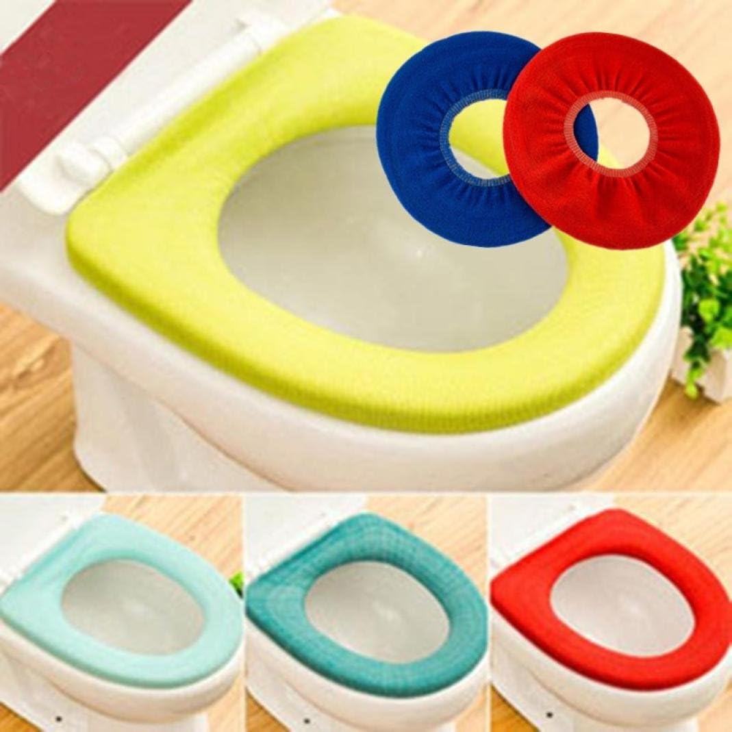 Jaminy 2pcs Bathroom Toilet Seat Closestool Washable Soft Warmer Mat Cover Pad Cushion Random Color (2)