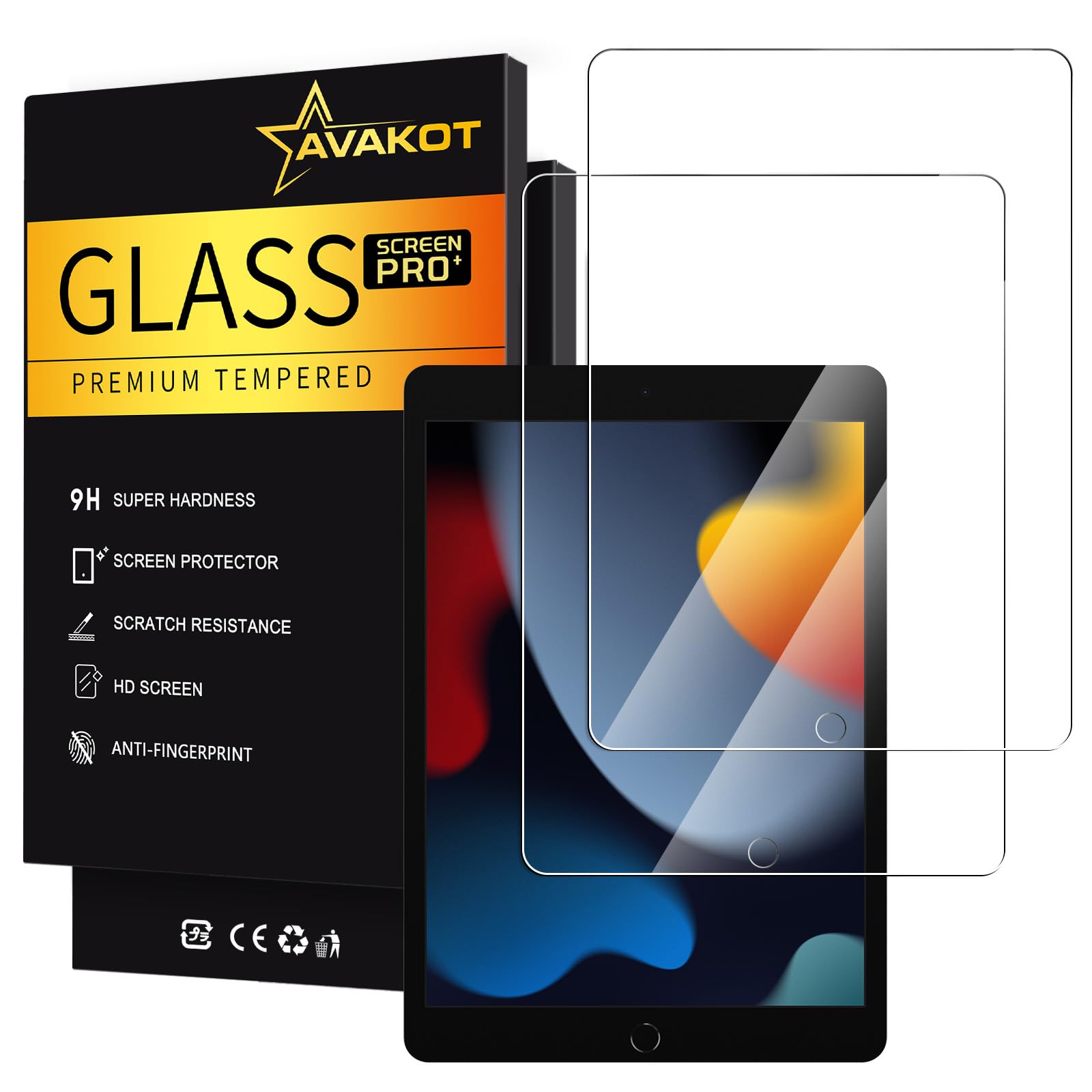 Photo 1 of avakot 2 Pack Screen Protector for iPad 10.2, Tempered Glass Film Compatible with iPad 9th Generation 10.2 Inch 2021/2020/2019 Anti-Scratch Sensitive Dropproof Screen Protector for iPad 8th/7th Gen