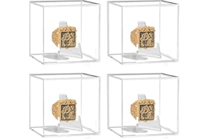 LAATSE Clear Acrylic Ring Case Display - 4 Pack with Stand, Perfect for Baseball, Football, Softball Championship Rings, 2.5 Inch Square Box