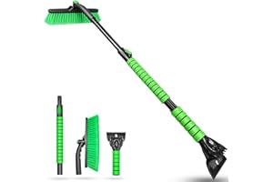 SEAAES 44 Inch Snow Brush and Ice Scraper for Car, Extendable Ice Snow Removal Brush with Foam Grip for Truck SUV Vehicle Win