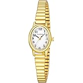 JIANDUN Petite Women's Easy Reader Glod Watch, Analog Women Watch with Stainless Steel Expansion Band, Water Resistant