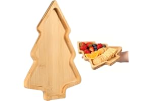 HEMOTON Christmas Tree Charcuterie Board, Bamboo Serving Tray for Holiday Party Appetizers, Wood Platter for Cheese, Snacks &