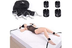 Bed Restraints Kit, Romi Adjustable Fetish Sex Bondage Bedroom BDSM Sex Toy with Hand Cuffs Ankle Cuff for Couple