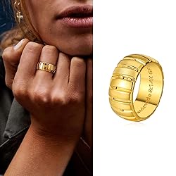 MYEARS Women Ring Gold Pumpkin Chunky Croissant