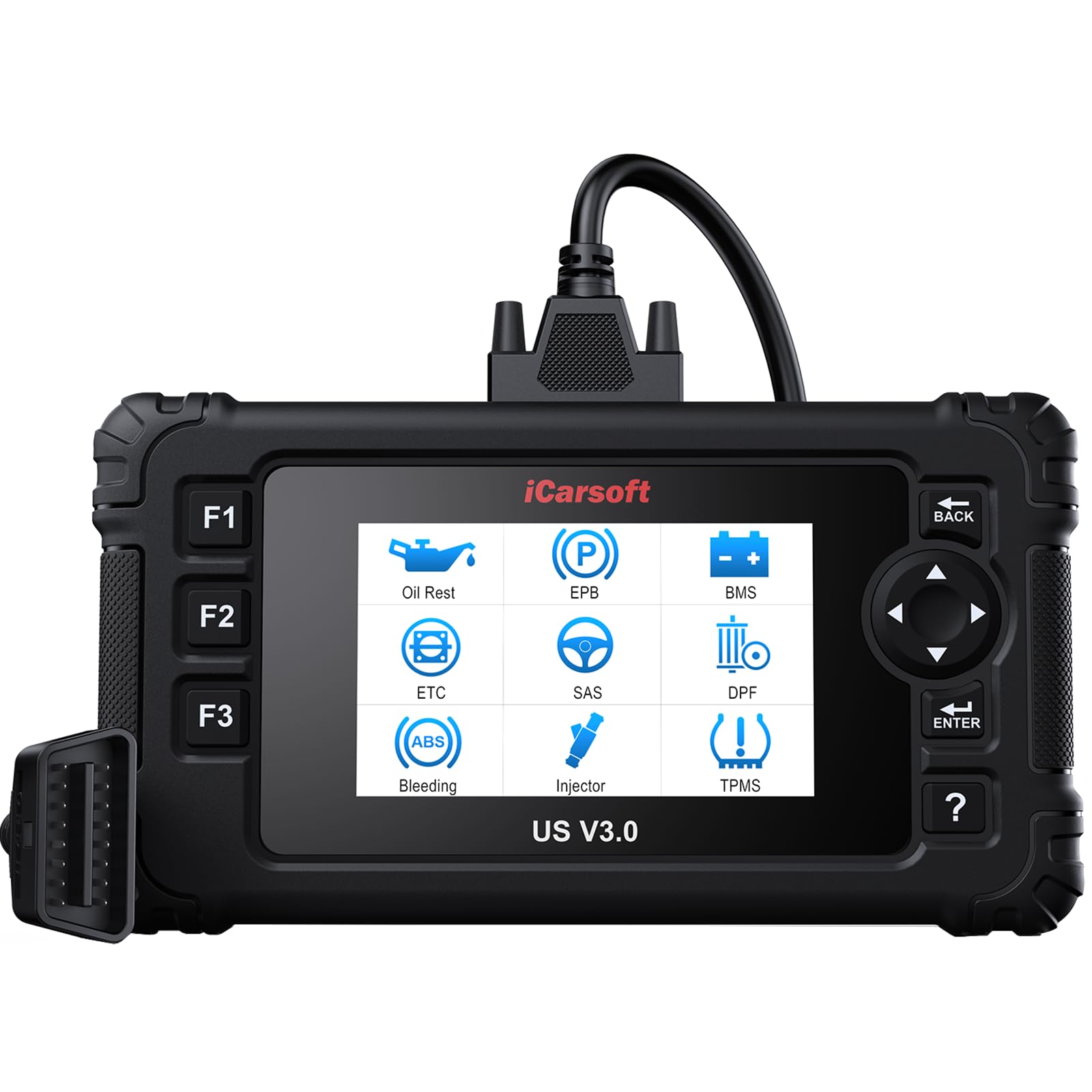 iCarsoft US V3.0 fit for GM/Ford/Chrysler/Jeep Bi-Directional Scan Tool, Full System Diagnostic Code Reader Scanner, 21 Reset Functions, AUTOVIN, Full OBD2, Lifetime Free Update