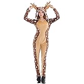 Faltern Reindeer One Piece Pajama Jumpsuit Adult Deer Costume Sleepwear Women Animal Cosplay Christmas Party Outfit