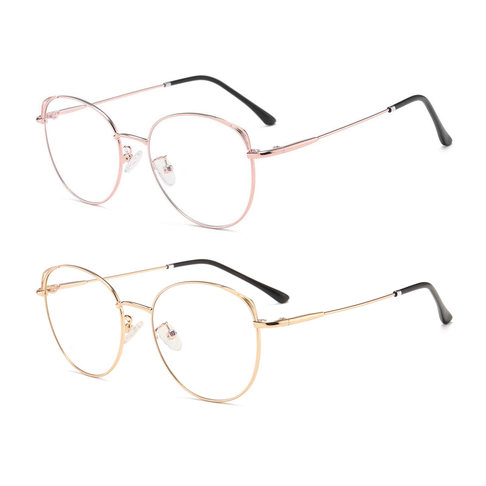Dollger Blue Light Filter Glasses Anti Blue Light Glasses Computer Glasses Cat Eye No Prescription Metal Frame Glasses Pc Gaming Bluelight Filter Uv Blocking Blue Light Glasses Ladies Rose+Gold