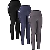 USAUPUP 3 Pack Leggings with Pockets for Women Buttery Soft High Waisted Tummy Control Workout Yoga Pants