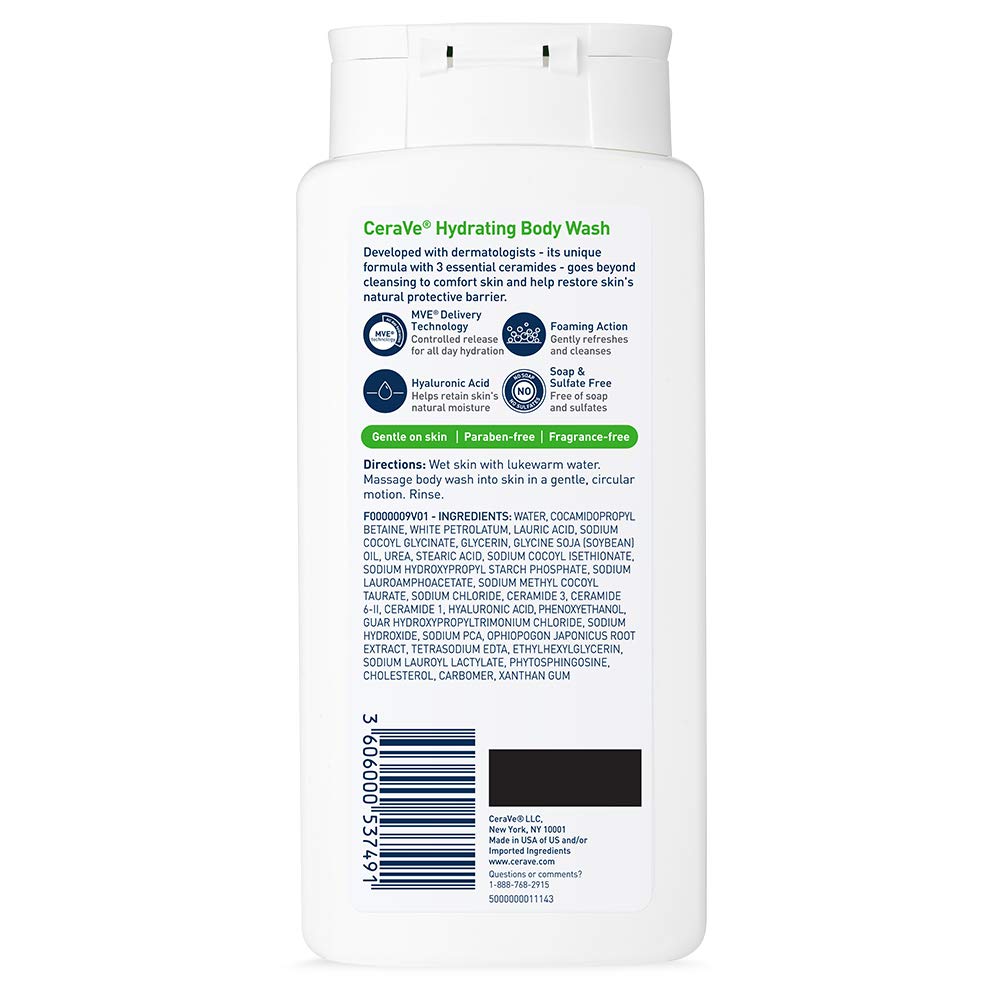 CeraVe Body Wash for Dry Skin | 10 Ounce | Moisturizing Body Wash with Hyaluronic Acid | Sulfate & Fragrance Free : Beauty